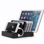 Triamisu S762 Universal 7-Port USB Charging Station USB Fast Charger Charging Dock With 60W Power Adapter for Tablets Smartphones - Black UK Plug (In Stock)
