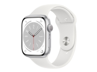 Apple Watch Series 8 (GPS) - 45 mm - silveraluminium - smart klocka med sportband - fluoroelastomer - vit - bandstorlek: standard - 32 GB - Wi-Fi, Bluetooth - 38.8 g