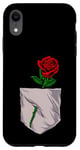 Coque pour iPhone XR Rose rouge dans votre poche avant - Cadeau pour femme et fille