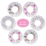 Baby Wardrobe Dividers,6 Pack Plastic Baby Closet Size Dividers Round Nursery Closet Dividers Clothing Size Age Dividers for Toddlers Girls Boys from Newborn Infant to 24 Months
