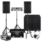 Complete DJ Setup - 15" Speakers, Hercules Inpulse T7 Controller, Light Effects