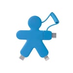 Xoopar - Buddy Câble Multi USB 4 en 1 - Chargeur Universel en Plastique Recyclé - Prise USB-C, Micro USB, USB, Lightning, USB Universel pour Smartphone - Bleu