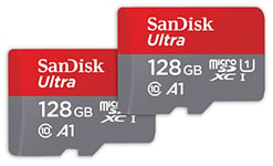 SanDisk 128 Go Extreme Carte SDHC+ RescuePRO Deluxe, jusqu'à 140 Mo/s, UHS-I, Classe 10, U3 - Twin Pack
