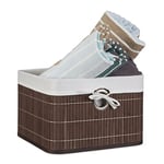 Relaxdays Corbeille Panier de rangement Housse amovible poignée Boîte de stockage étagère armoire H x l x P 20 x 31 x 31 cm- marron
