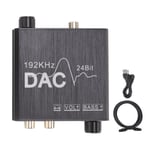 192KHz Digital till Analog Ljudomvandlare Aluminiumlegering Justerbar Plug and Play DAC-omvandlare för Spelare HD DVD