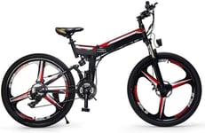 PARTAS Sightseeing/Commuting Tool - Folding E-Bike, 26 Inch Electric Mountain Bike, With Super Magnesium Alloy 3 Spokes Integrated Wheel, Premium Full Suspension And Shimano 24 Speed Gear
