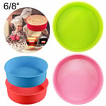 6/8 Inch Pan Round Tray Mould Bread Baking Cake Silicone Bakeware Oven Mold Uk