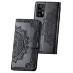 UILY Case Compatibel for Samsung Galaxy A52 5G, Ultra Thin Flip PU Leather Wallet Cover, Printing Mandala Pattern Bracket Function Shell. Black …
