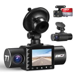 iiwey Dash Cam Front Rear and Inside Three Channels 1080P with IR Night Vision, Car Camera SD card included, Dashboard Camera Dashcam for Cars 170 Wide Angles, HDR, Motion Detection and G-sensor
