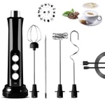 SANWOOD Portable Electric Milk Frother USB Rechargeable 3 Speeds Adjustable Foam Maker with 3 Different Stainless Steel Whisk Handheld Milk Bubbler for Cappuccino Latte Coffee Milkshake Egg