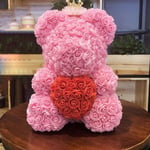 40cm Diy Rose Bear Heart Valentine Birthday Wedding Girlfriend G White