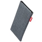 fitBAG Jive Gray custom tailored sleeve for Motorola Moto G10 | Made in Germany | Fine suit fabric pouch case cover with MicroFibre lining for display cleaning