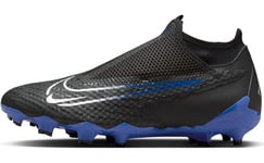 NIKE Men's Phantom GX Academy DF FG/MG Sneaker, Black/Chrome-Hyper Royal, 4 UK