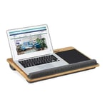 Relaxdays Laptop Tray, Bamboo, Wrist Support, Mobile Holder, Protect, Cushion, HxWxD: 7 x 55 x 36, Mini Desk, Natural, 7 x 55 x 36 cm