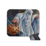 Halloween Sorcerer Retro Ghost Fear Skull Old Man a Pumpkin Hand Mouse Pad 9.8x7.8 in