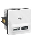 LK FUGA dobbelt 5V USB A+C-lader, 2400 mA, 1 modul, hvid