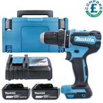 Makita DHP485 18V Brushless Combi Drill with 2 x 5.0Ah Batteries, Charger & Case