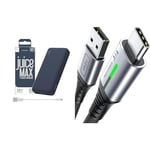 Juice Powerbank MAX (7 full charges) 20,000mAh Portable Charger for Apple iPhone, Samsung, Huawei & INIU USB C Charger Cable 2m 3.1A Type C Cable Fast Charging, Braided USB A to USB-C Phone Charger