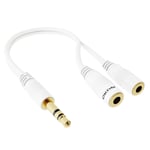 AKORD® Gold 3.5mm Headphone Splitter Jack Male to 2 Dual Female Cable lead audio Y-SPLITTER (White)