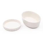 Porcelain Bakeware Set with Oval Pie Dish, 18cm and Fluted Flan Dish, 13cm - White Basics