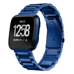 Compatible For Fitbit Versa/Versa 2/Versa Lite/Versa SE Watch Band Stainless Steel Metal Strap for Versa Smartwatch Accessories Women Men,Blue
