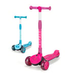 Osprey | 3Ride Tri-Scooter, Kids Kick Scooter, Easy Fold and Tilt to Turn Steering, 3 Wheel Kids Scooter Pink
