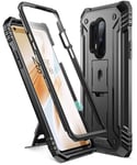 POETIC Revolution Series Case Compatible with Oneplus 8 Pro, Full-Body Rugged Dual-Layer Shockproof Protective Cover with Kickstand and Built-in-Screen Protector, Black