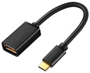 USB-C OTG adapter - USB-C han / USB-A 2.0 hun - Sort