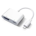 Adaptateur Lightning AV numérique [Certifié Apple MFi] iPad HDMI Adapter Lightning vers HDMI Câble Plug and Play pour iPhone 14/13/12/SE/11/XS/XR/X/8/7/iPad vers TV/HDTV/Monitor/Projector
