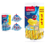 Vileda Recharge SuperMocio 3Action, Paquet de 2, pour Tous Les systèmes de Balai espagnols Vileda & Recharges Têtes de Balai à Franges SuperMocio - Soft Jaune Pack 2 recharges