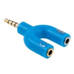 2-i-1 Aux Adapter / 3.5 Mm Ljudadapter - Mikrofon & Stereo (blå) Blå