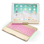 Keyboard Case for Ipad Air 10.5" (3Rd Gen) 2019/Ipad Pro 10.5" 2017,Smart Folio 360° Rotate Stand Cover with 7 Colors Backlit Wireless Keyboard,gold