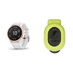 Garmin fēnix 6S Pro, Ultimate Multisport GPS Watch, Smaller-Sized, Features Mapping, Music, Grade-Adjusted Pace Monitoring and Pulse Ox Sensors, Rose Gold with White Band & Running Dynamics Pod