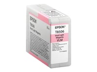 Epson T8506 - 80 ml - haute capacité - Magenta vif clair - originale - cartouche d'encre - pour SureColor P800, P800 Designer Edition, SC-P800