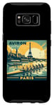 Coque pour Galaxy S8 Paris Rowing Retro Seine River Scène The Games