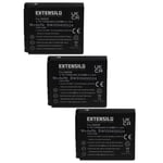 EXTENSILO 3x Batteries compatible avec Leica D-Lux 2, D-Lux 3, C-Lux 1 appareil photo, reflex numérique (1250mAh, 3,7V, Li-ion)