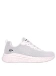 Skechers Bobs Flex Two Tone Knit Lace up Trainers - White, White, Size 7, Women