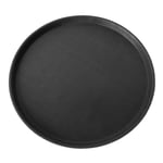 Large 16" Strong Round Non-Slip Black Serving Tray Food Drinks Waiters Pub Cafe