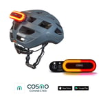 Cosmo ROAD Gris L/XL - Casque avec éclairage Vélo Arrière Intelligent et Connecté - Clignotants, Feu Stop, Detection de Chute Automatique, Partage de trajet - Neuf