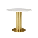 Tom Dixon - Tube Table, Rund toppskiva i marmor Ø90 - Vit - White - Vit - Matbord - Metall/Sten