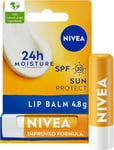 NIVEA Sun Protect Caring Lip Balm (4.8g), Lip Balm with Shea Butter and SPF 30