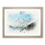 Mount Everest In Tibet & Nepal In Abstract Modern Art Framed Wall Art Print, Ready to Hang Picture for Living Room Bedroom Home Office Décor, Oak A3 (46 x 34 cm)