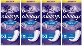 4 x Always Dailies Panty Liners Long Plus Fresh Protect Odour Neutralise 38 Pack