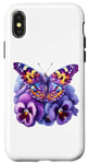 Coque pour iPhone X/XS Papillon Violet Pensée florale Démence Sensibilisation à la maladie d'Alzheimer