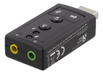 DELTACO äänikortti USB-väylään, 7.1, 2x3,5mm n, äänensäätö