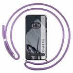Tumundosmartphone Housse suspendue transparente pour Google Pixel 8 Pro 5G avec cordon violet