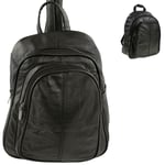 Ladies Genuine Leather Backpack With Wide Opening Zip Compartment