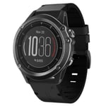 För Garmin Fenix 3 HR 26mm läder stålspänne watch Black
