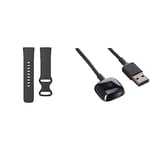 Fitbit Official Versa 3 / Sense Charging Cable,Black & Versa 3/Sense Infinity Band, Black, Small