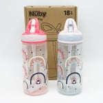Nuby Super Flip Water Bottles Childrens Sippy Bottles 540ml 18m+ 2 Pack Pink New